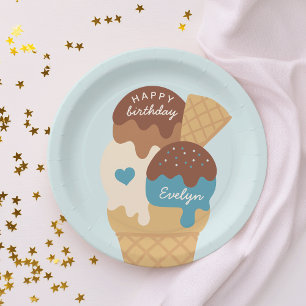 Eiscreme Sundae Personalisierter Kindergeburtstag Pappteller