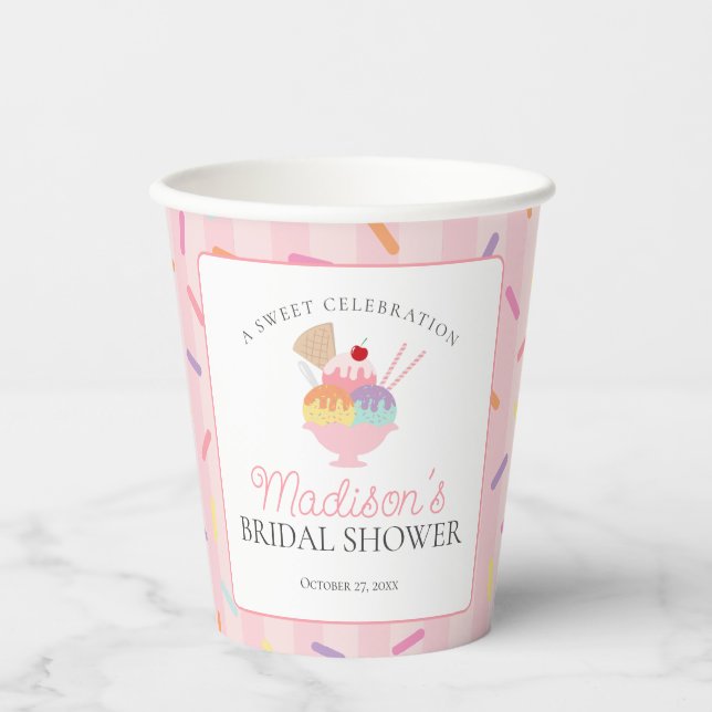 Eiscreme Sundae Scoopup Sweet Brautparty Pappbecher (Vorderseite)