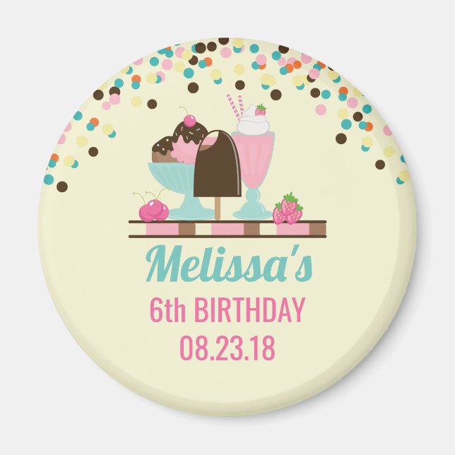Eiscreme Sundae Sommerliche Leckereien Geburtstag Magnet (Vorne)