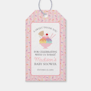 Eiscreme Sundae Sprinkler mit Liebe Baby Dusche Geschenkanhänger