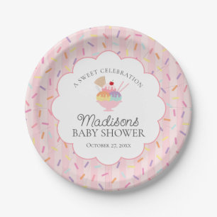 Eiscreme Sundae Sprinkler mit Liebe Baby Dusche Pappteller