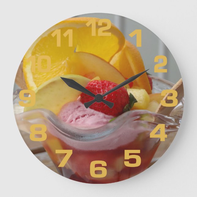 Eiscreme Sundae-Wanduhren Große Wanduhr (Vorderseite)