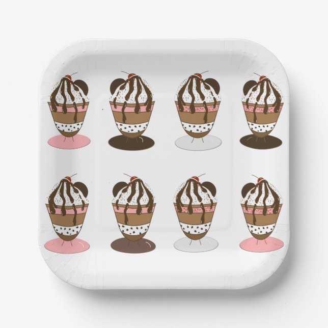 Eiscreme Sundaes Party Teller (Vorderseite)