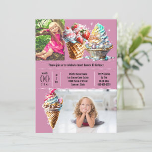 Eiscreme Süßigkeiten im Sommer DIY Foto Kinder lil Einladung