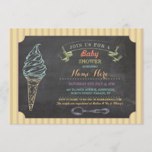 Eiscreme Sweet Baby Shower Chalk Streifen Einladun Einladung