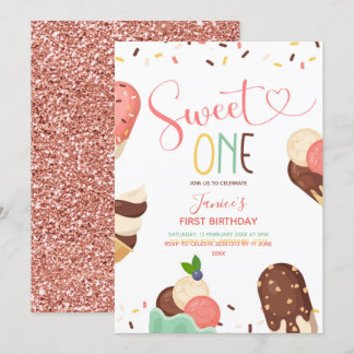 Eiscreme Sweet Ein erster Geburtstag Einladung