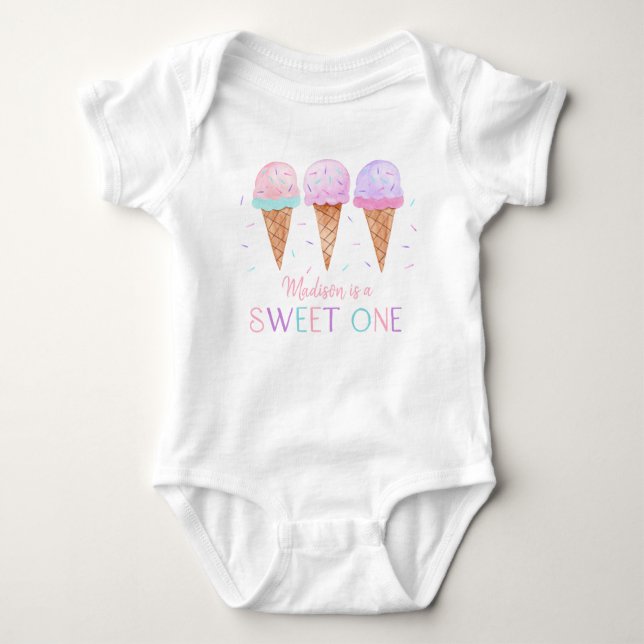 Eiscreme Sweet One Birthday Baby Strampler (Vorderseite)