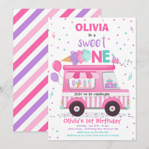Eiscreme Sweet One Birthday Ice Cream Truck Invit Einladung