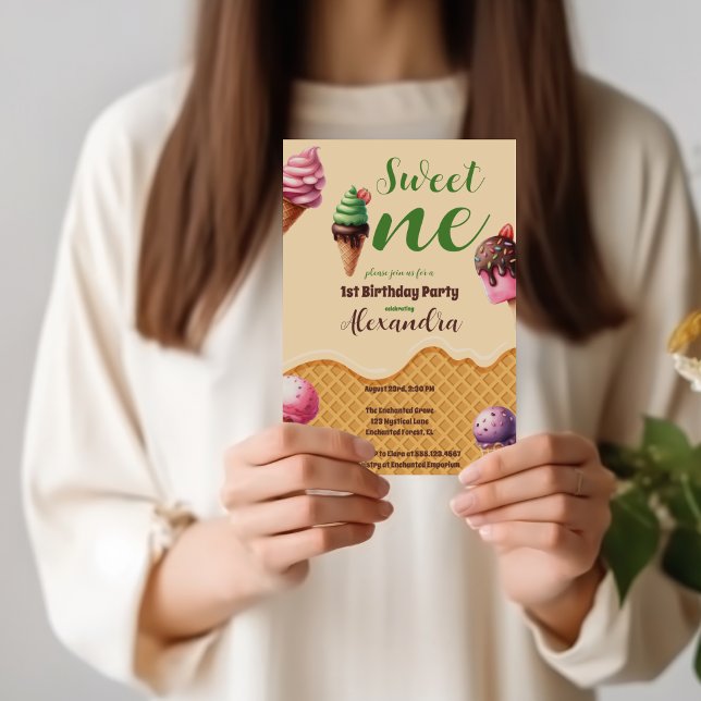Eiscreme Sweet One First Birthday Einladung (Von Creator hochgeladen)