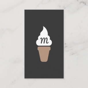 Eiscreme Swirl Icon grau mit Monogramm Visitenkarte