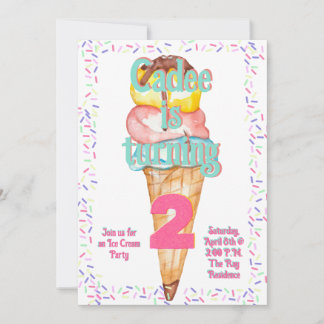 Eiscreme-Thema Geburtstag, bearbeitbare Einladung