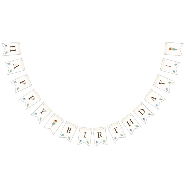 Eiscreme Thema Geburtstagsparty Jagd Flags Wimpelkette (Alle)