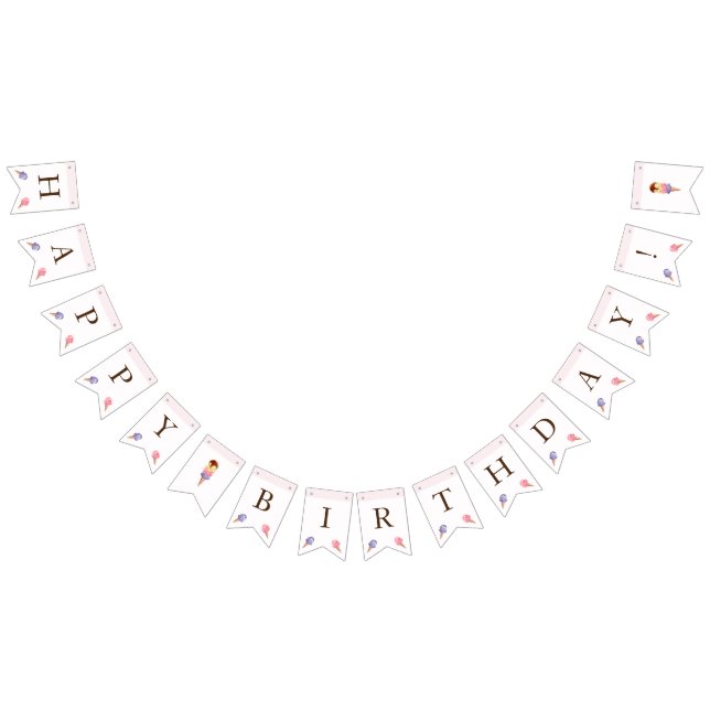 Eiscreme Thema Geburtstagsparty Jagd Flags Wimpelkette (Alle)