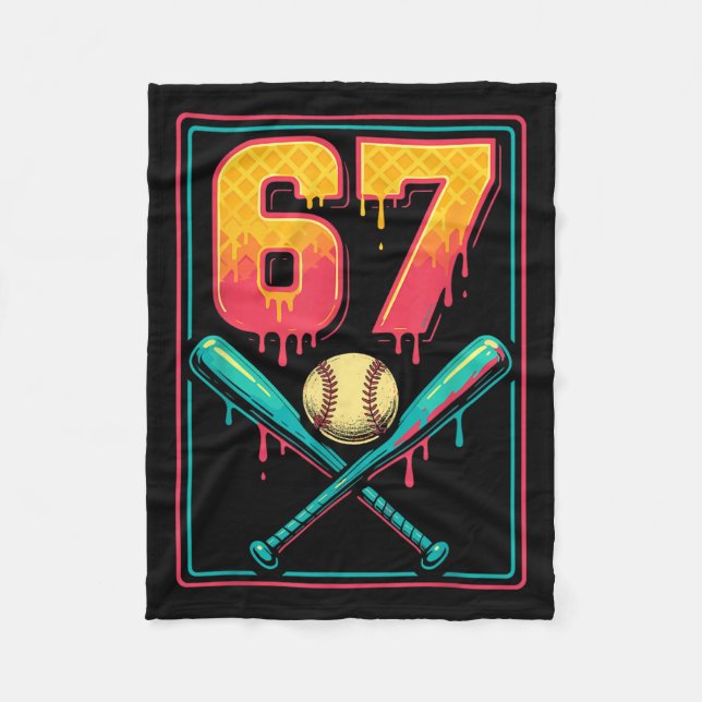 Eiscreme-Tropf-Baseball-Zeug 67 Meme Gen Alpha &a Fleecedecke (Vorderseite)
