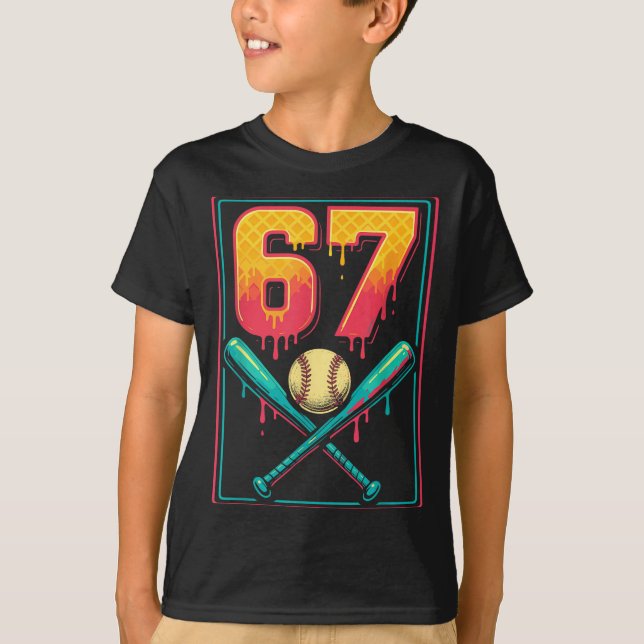 Eiscreme-Tropf-Baseball-Zeug 67 Meme Gen Alpha &a T-Shirt (Vorderseite)
