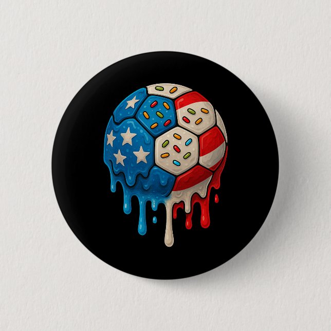 Eiscreme-Tropf-Fußball-Zeug 4. Juli Jungen Kinder  Button (Vorderseite)