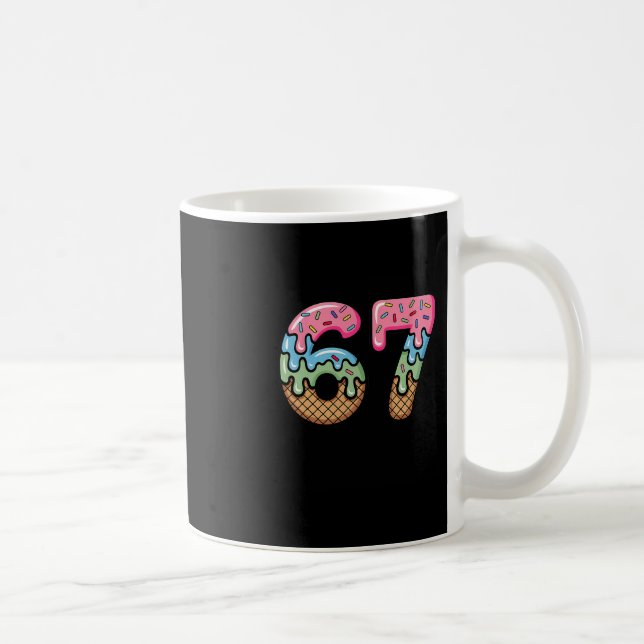 Eiscreme-Tropf-Meme Lustig Sechs Sieben 67 Geschen Kaffeetasse (Rechts)