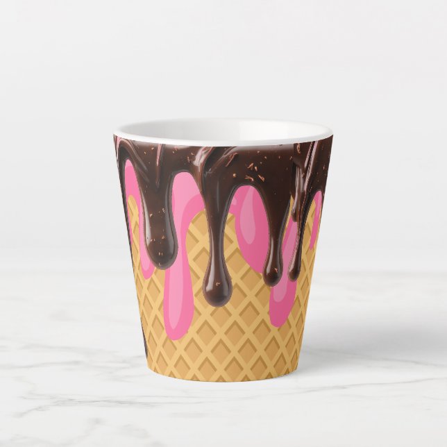Eiscreme,Tropfende Erdbeer-Schoko-Wonne Milchtasse (Vorderseite)