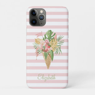 Eiscreme, Tropische Blätter Frucht, Rosa Streifen Case-Mate iPhone Hülle