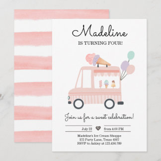 Eiscreme Truck Geburtstag Einladen Eispink-Schotte Einladung