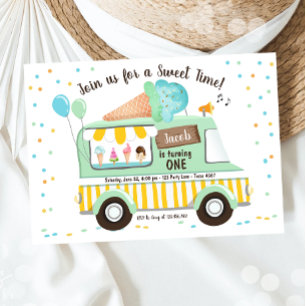 Eiscreme Truck Mint Blue Boy Erster Geburtstag Einladung