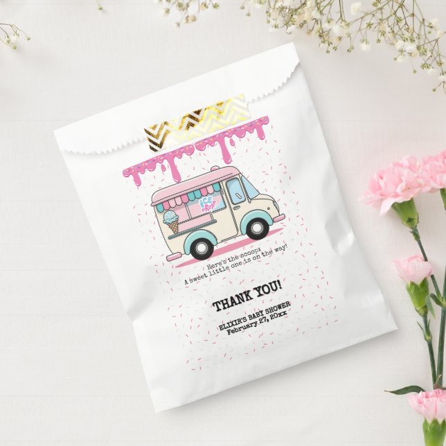 Eiscreme Truck Scoop Sprinkles Babydusche Geschenktütchen (Versiegelt)