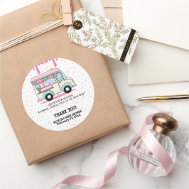 Eiscreme Truck Scoop Sprinkles Babydusche Runder Aufkleber