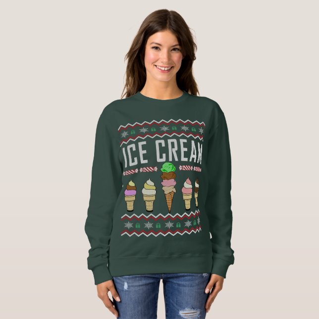 Eiscreme Ugly Christmas Sweater Sweatshirt (Vorne ganz)