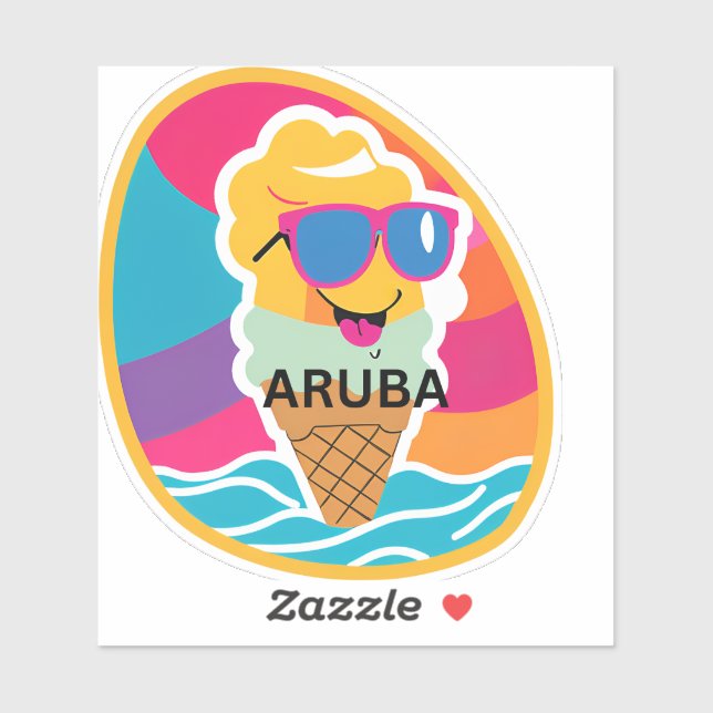 Eiscreme und Aruba Aufkleber (Blatt)