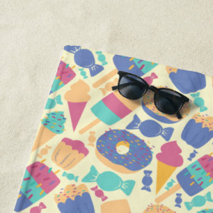 Eiscreme und Candy Summer Pattern Monogramm Strandtuch