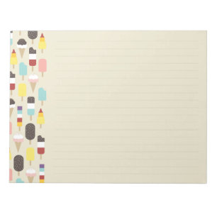 Eiscreme und gefrorene Leckereien (Lined), Notepad Notizblock