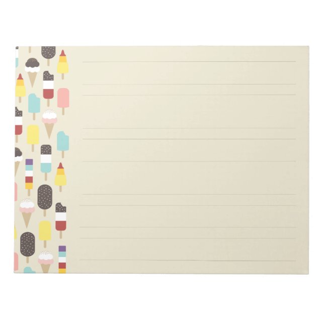 Eiscreme und gefrorene Leckereien (Lined), Notepad Notizblock (Vorderseite)