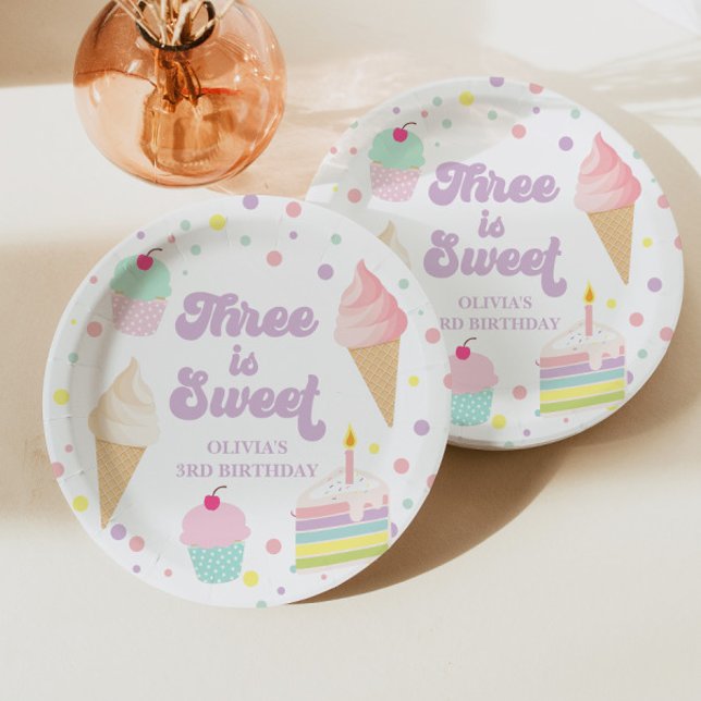 Eiscreme und Kuchen 3. Geburtstag Pappteller (Von Creator hochgeladen)
