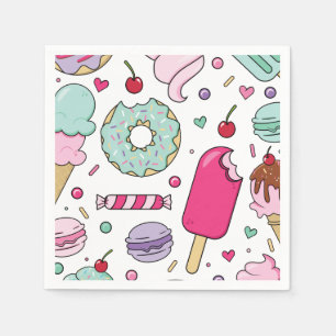 Eiscreme und Kuchen Geburtstag Streusel Serviette