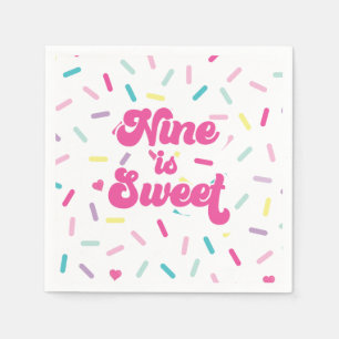 Eiscreme und Kuchen Nine ist Süß 9. Geburtstag Serviette