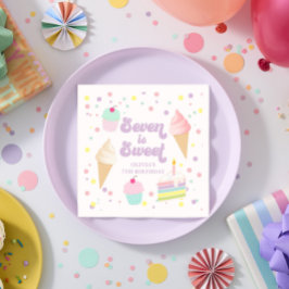 Eiscreme und Kuchen Sieben ist süß 7. Geburtstag Serviette