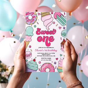 Eiscreme und Kuchen süß 1. Geburtstag Einladung