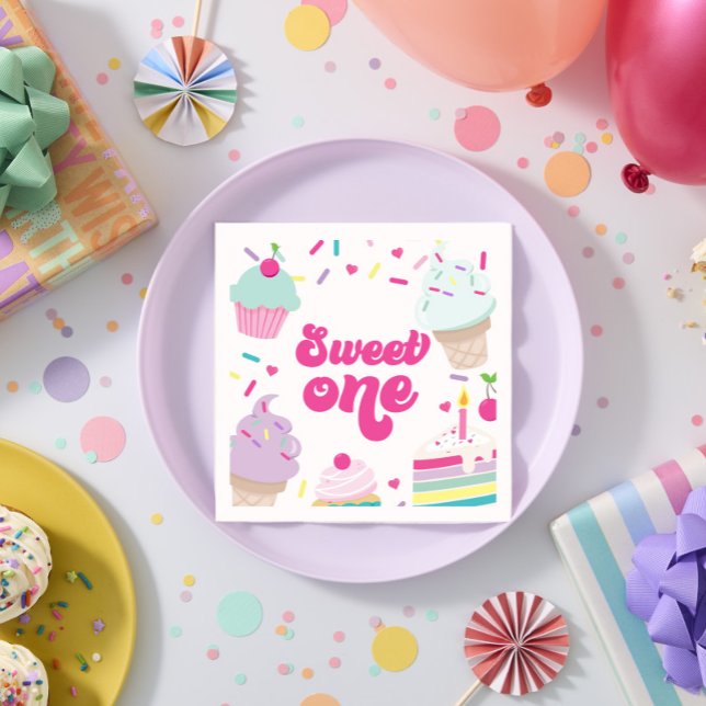 Eiscreme und Kuchen süß 1. Geburtstag Serviette (Von Creator hochgeladen)