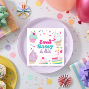 Eiscreme und Kuchen süße Sassy Sechs 6. Geburtstag Serviette