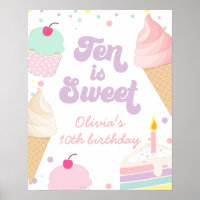 Eiscreme und Kuchen Zehn ist süß 10. Geburtstag