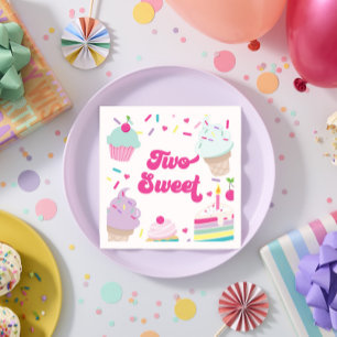 Eiscreme und Kuchen Zwei Süße 2. Geburtstag Serviette