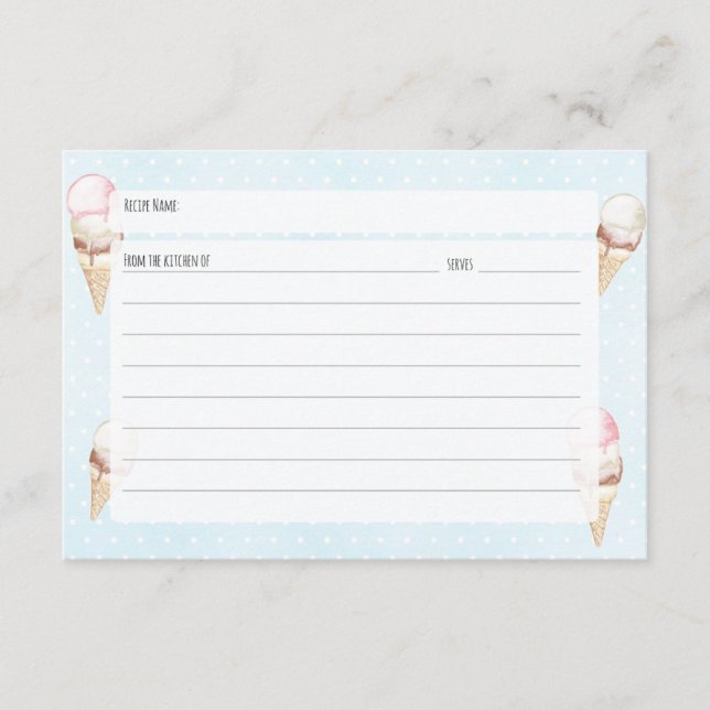 Eiscreme und Polka Dots Blue Recicard Begleitkarte (Vorderseite)