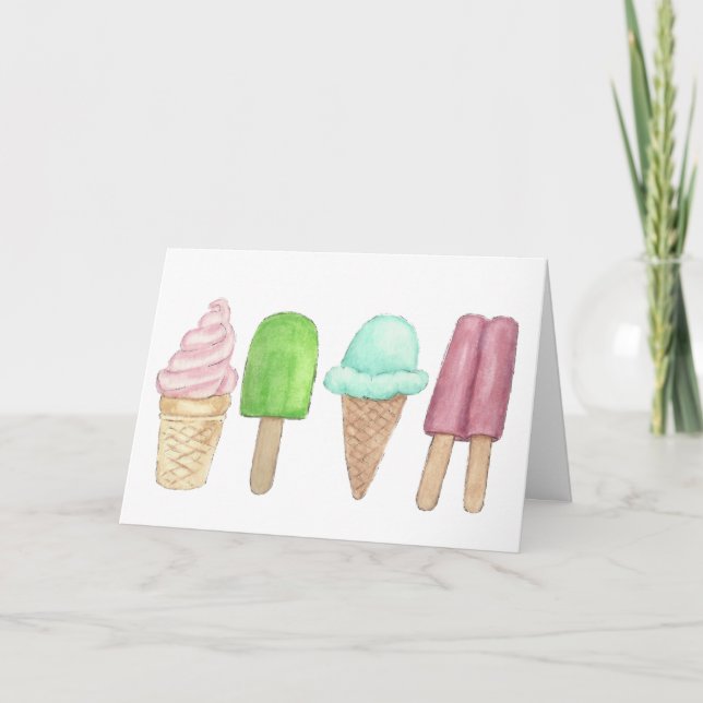Eiscreme und Popsicle-Gruß-Karte Karte (Vorderseite)