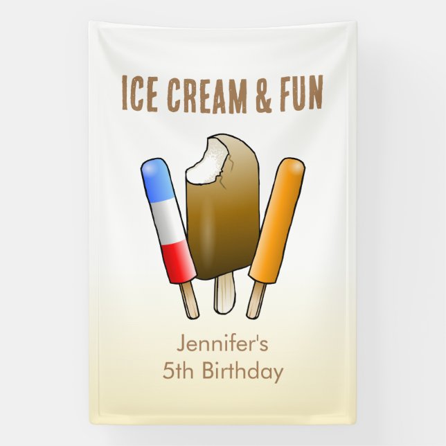 Eiscreme und Spaß zum Geburtstag Banner (Vertikal)