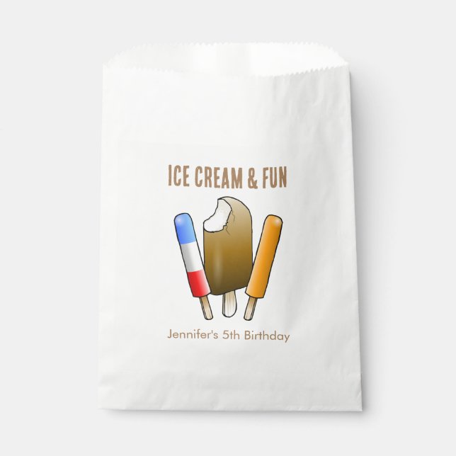 Eiscreme und Spaß zum Geburtstag Geschenktütchen (Vorderseite)