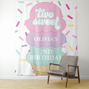 Eiscreme und Sprinklen Zwei süße 2D Geburtstag Wandteppich