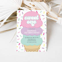 Eiscreme und Sprinkles Sweet One 1. Geburtstag