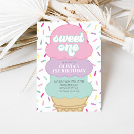 Eiscreme und Sprinkles Sweet One 1. Geburtstag Einladung