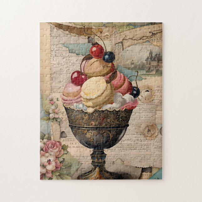 Eiscreme Vintage-Collage  Puzzle (Vertikal)