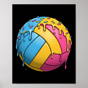 Eiscreme-Volleyball-Tropfen mit farbenfrohen Sprin Poster
